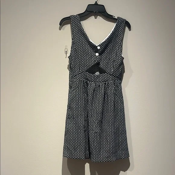 Kensie Button Down Black and White Polka Dot Skater Dress Small - Picture 3 of 5
